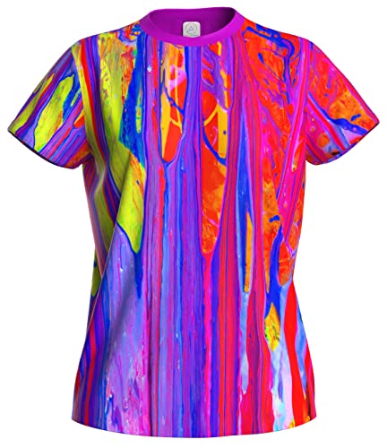 aofmoka Black Light Red Pink Navy Blue Yellow Green Neon Apparel Wear Womens XL Shirts