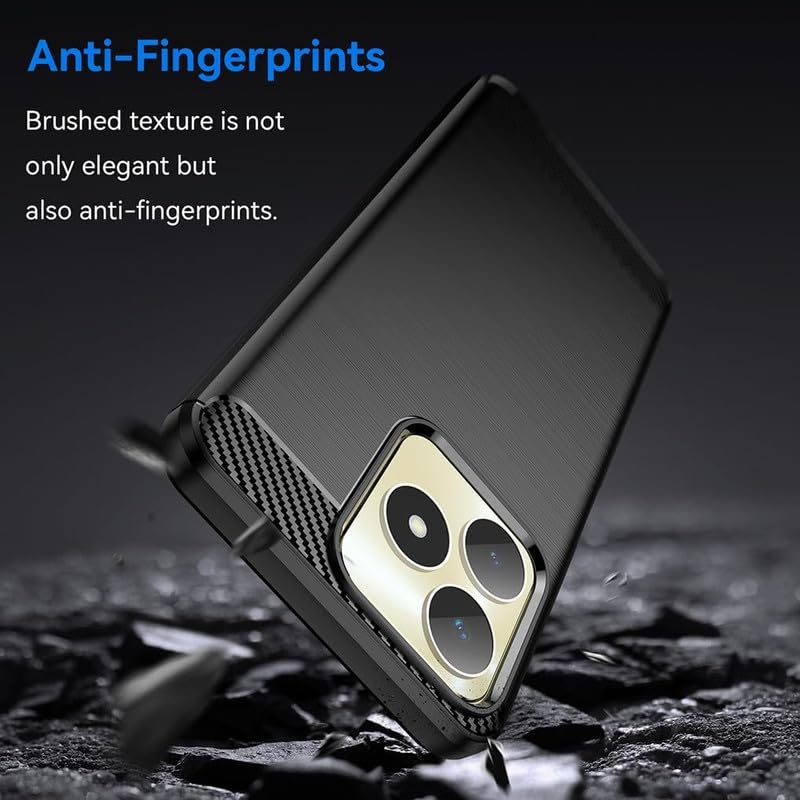 Image of NPRC Hybrid Ultra Slim Protective Case TPU Non-Slip Carbon Fiber Texture Shockproof Case Cover for Realme Narzo 70X - Black