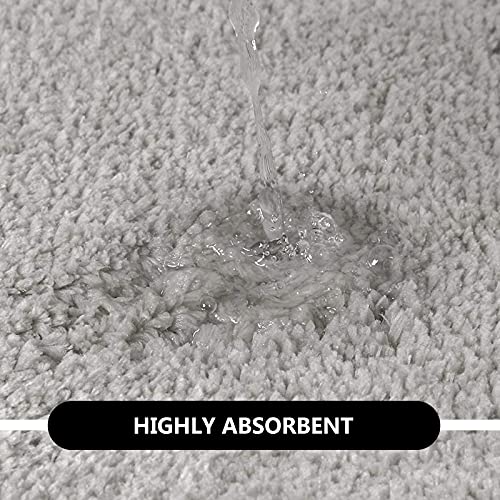 Tapis de douche d'angle antidérapant et lavable en microfibre douce gris clair