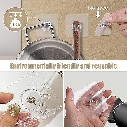 Image of TEKCOOL Photo Frame Hooks for Wall Without Drilling, 10 Pack Self Adhesive Hooks for Wall Heavy Duty Strong Nail Free for Hanging Photo Frame (Hanging Hook, Transparent) Stainless Steel'