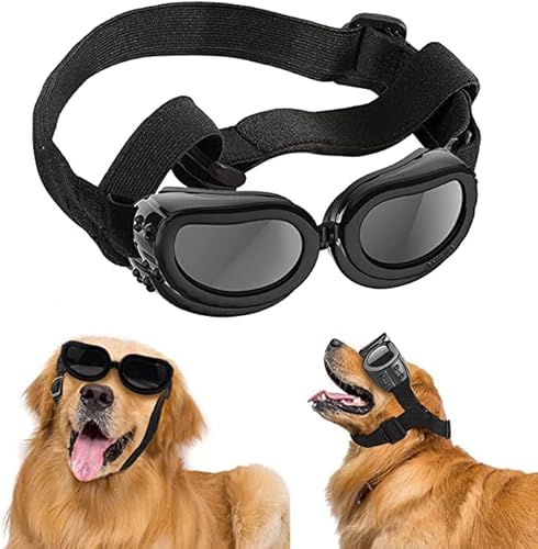 Gafas de Sol para Perro,Gafas de Sol para Mascotas,Gafas Perros Protección UV,con Correas Ajustables y Marco Blando,para Cachorros y Gatos. (Negra) Cover