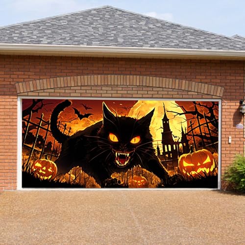 Merry Halloween Backdrop Welcome Halloween A Must Have Garage Banner! The Festive Atmosphere Is Full Surprises And Joy Are And Light Up Your Garage In A Second! (, 400x180cm)