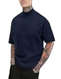 Men Regular Fit Basic Lightweight Long Sleeve Pullover Top Mock Turtleneck T-Shirt