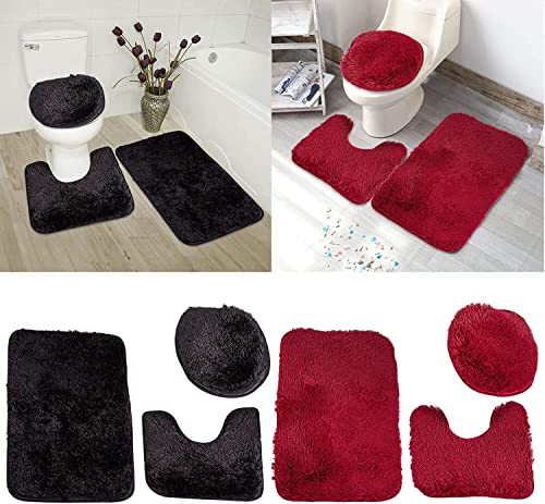 LaoSShu 3-teiliges Badezimmerteppich-Badematten-Set, rutschfeste, saugfähige Shaggy-Teppiche mit U-förmigem… – Bild 5