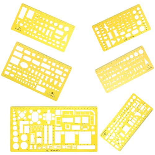 healvian 6個 多機能建築製図テンプレート定規 点 建築設計用スケール 測定用製図ツール 土木工学 美術設計対応