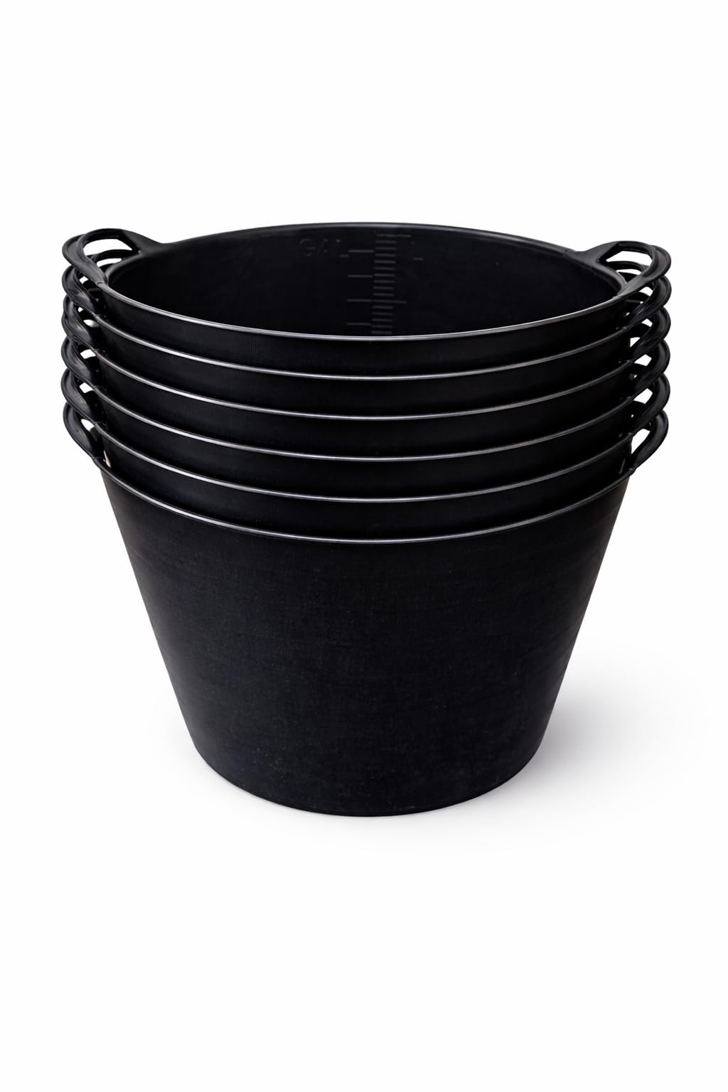 Plushé Haven Black 42L Flexi Tub – Pack Of 6 Heavy Duty Flexible Bucket, Garden Trug, Builders Bucket, Laundry Storage, Eco-Friendly Multi-Purpose Plastic Tub With Handles