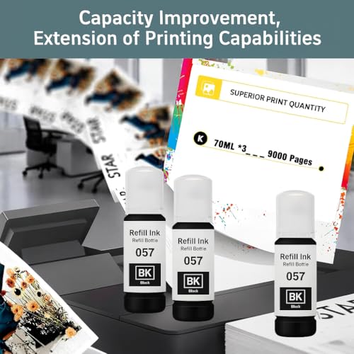 Image of KOSH 057 Black Refill Ink Suitable for L8050, L18050, L8150W Printers (70ml X 3Bottle)