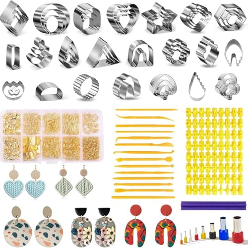 Coupeur d'argile polymère pour fabrication de boucles d'oreilles sans bavure avec outil de sculpture - 2