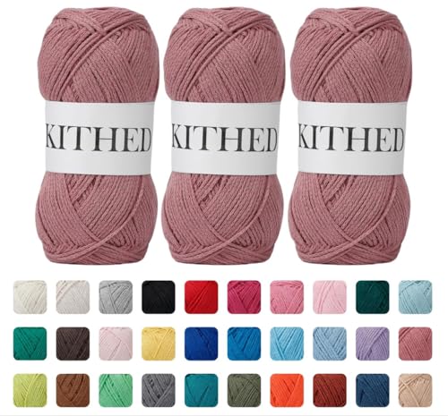 Image of Cotton Yarn,10.5oz,526yard,3 Pack ,Soft Yarn for Crocheting and Knitting (31 Orchid Pink)