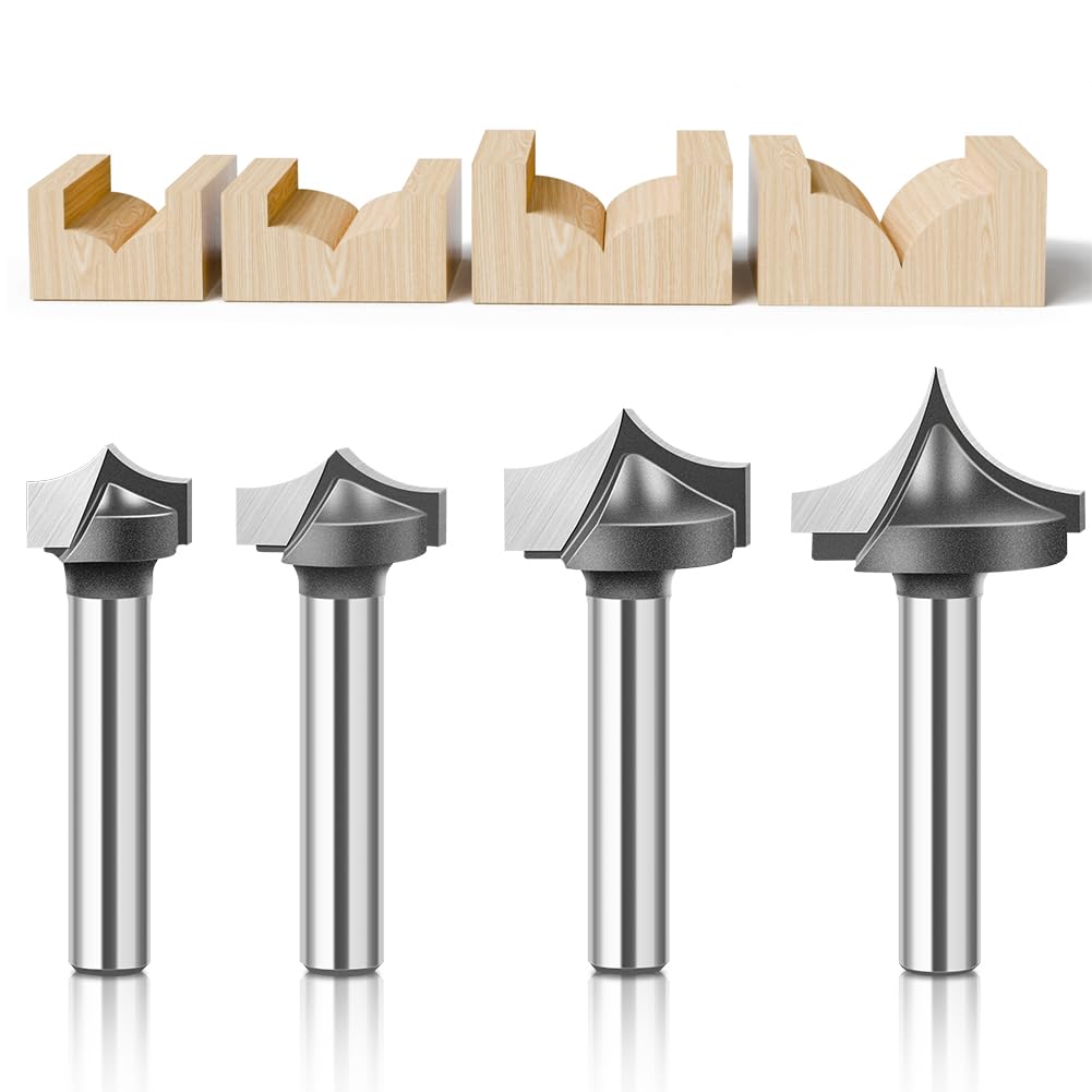 4 stücke 6mm 1/4 zoll Schaft Vhm Runde Spitze Cut Runde Nase Bits Shaker Schneider Tools holz Fräser for Holz(4Pcs 6.35mm Shank)