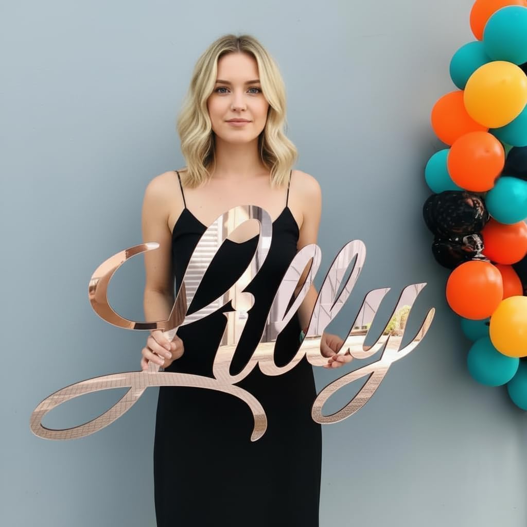 Large Custom Mirror Name Sign for Wall, Handmade Professsional 3D Laser Cut Custom Acrylic Name Sign Personalized for Bedroom, Man Cave Business Party Home Wedding Birthday โ image 1
