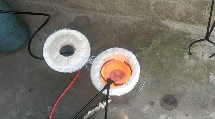 Miniatura 6 de Fundición de horno de fusión de metal de gas de 35.3 lbs 2 en 1 pinzas Herramientas de fundición 2 crisoles de cobre