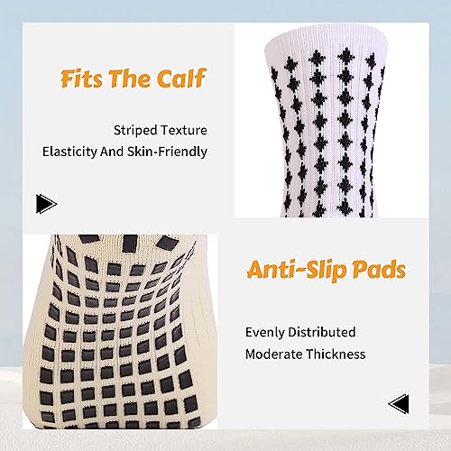 wonhag Men's Soccer Socks Anti Slip 1/3/4 Pairs Non Slip Gripper Pads for Football Basketball Sports With Grippers Socks2