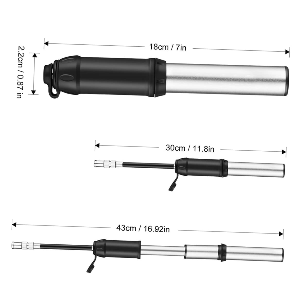 Anneome Handheld Tire Inflator Mini Pump Ergonomic Design Air Pump for Basketballs More Nozzle for Road Mountain Portable Accessory