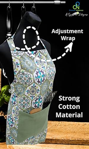 Image of Kitchen Apron for Women & Men | 100% Cotton | Cooking Apron with Big utility Pocket | Adjustable neck strap | Free Size | Kitchen Utensils Accessory