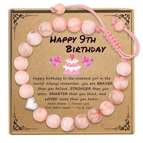 Sereney 9 Year Old Girl Birthday Gifts, Adjustable Beaded Bracelets as 9th 9yr Nine Year Old Birthday Gifts for Girls Daughter Niece Granddaughter