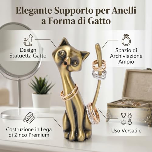 Support de bague en forme de chat, une statuette rétro idéale pour offrir