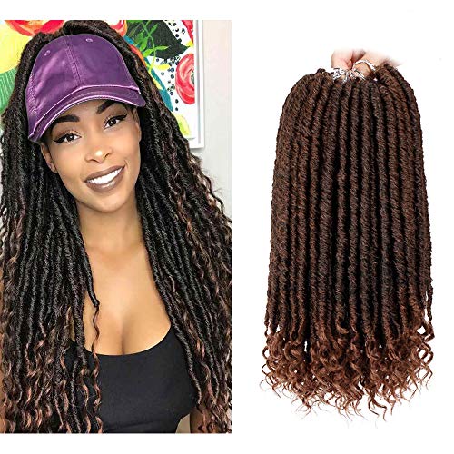 Gx Beauty 6Pcs/Lot Goddess Faux Locs Crochet Hair Goddess Locs Crochet Braids Straight Hair with Curly Ends 16 Inch Synthetic Braiding Hair(1B/30#)