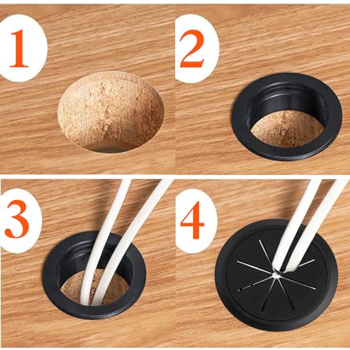 SWTYExt 50mm Kabeldurchlass 6 Stück Kabeldurchführung Schreibtisch Schwarz Kabeldurchlass Schreibtisch Kunststoff Tisch Kabeldurchführung für Schreibtisch Schule Büro Zuhause Organisiert Kabel