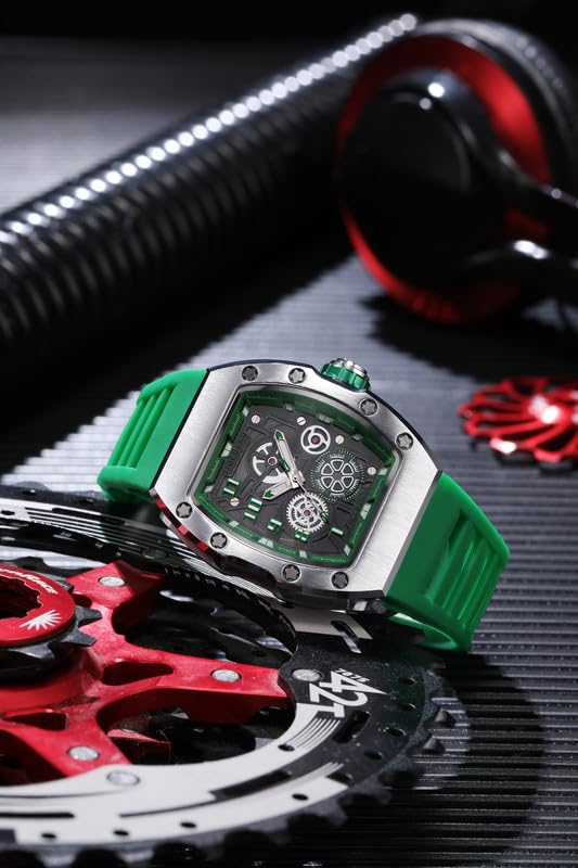 Image of Giordano Square Analog Casual Sporty Watch for Men - Mechanical-Inspired Design dial, Quartz Movement, Silicon Strap and Date Display Function - GZ-50150