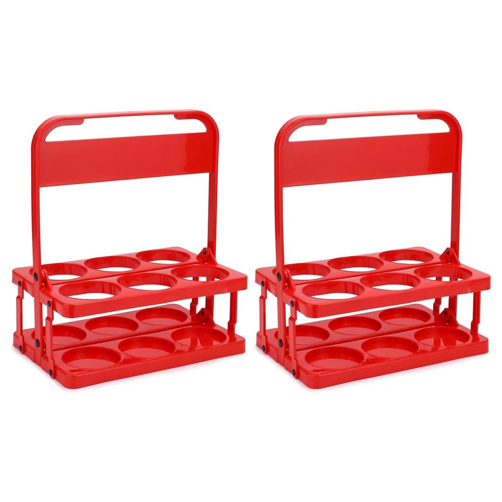 yksiahfi 2 PCS Foldable Plastic Drink Carrier Cup Holder Beverage Coffee Beer Delivery Holder Reusable Red Beverage Carrier