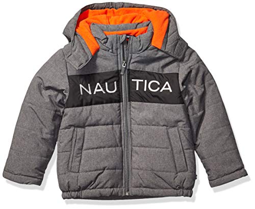 Image of Nautica Boys' Heavyweight Hooded Bubble Jacket With Polar Fleece Lining