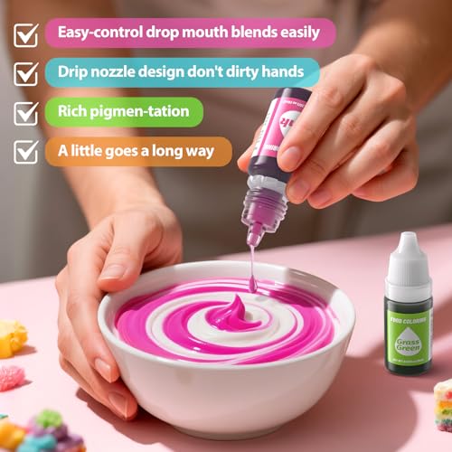 Image of 12 Color Gel Food Coloring Liquid Set, KATSPRO Food Grade Tasteless Vibrant Food Coloring Dye for Baking Icing Cake Decorating Cookie Fondant, Frosting, Cookies, Christmas Baking, Easter Egg and DIY Supplies Kit - 0.25 Fl.oz(6ml) /Bottles