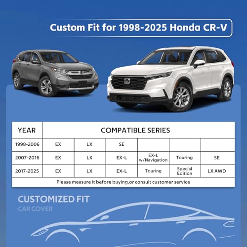 Image of 10 Layers SUV Car Cover Custom Fit for Honda CRV CR-V(2006-2026) Waterproof All Weather for Automobiles,Rain Sun UV Protection.Silver