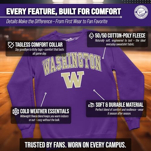 Image of NCAA College Sweatshirt Fleece Crewneck Pullover for Men and Women | Officially licensed NCAA college gameday crewneck pullover - 9 oz fleece lined sweatshirt with arch and logo design