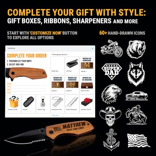 Custom Knife - Personalized Gifts for Men and Women - Engraved Gift for Dad Husband Boyfriend Wife Girlfriend - Customized Pocket Knives for Birthday, Anniversary - Best Unique Present 6611 PS - Image 2
