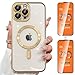 DINGKUAKE for iPhone 12 Pro Max Case Magsafe, Magnetic Clear Phone Case with Screen Protector and Camera Cover, Transparent Electroplated Case for Women/Girl/Men (Gold)