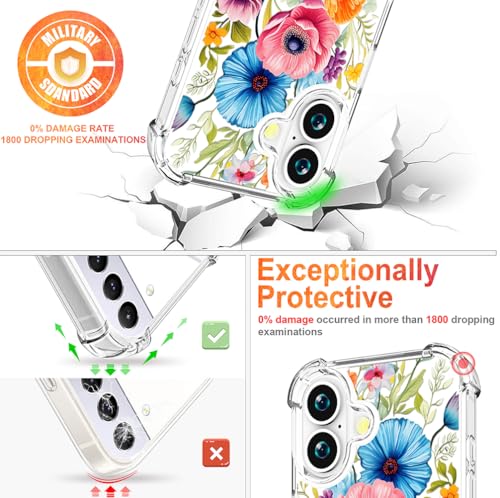 Coque iPhone 17 transparente antichoc avec motif fleur bleue - 6