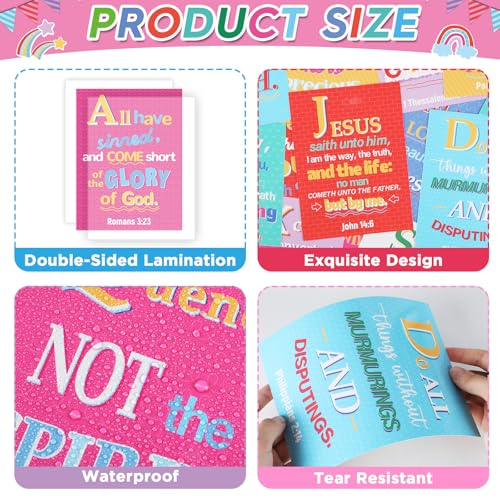 Image of 29Pcs ABC Bible Verse Poster Christian Scripture Bulletin Board Sunday School Classroom Decorations Religious Inspirational Quotes Poster for Back to School Church VBS Classroom Home Wall Decor