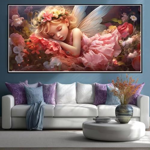 Diamond Painting Ange et Fleur 60x30 cm | Kit Complet Broderie 5D