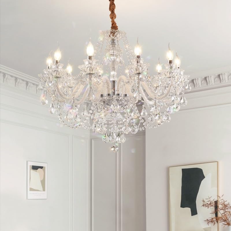 Przezroczysty kryształowy żyrandol salon i jadalnia żyrandol E14 * 6 świeca żyrandol willa sypialnia moda świeca lampa 60 cm