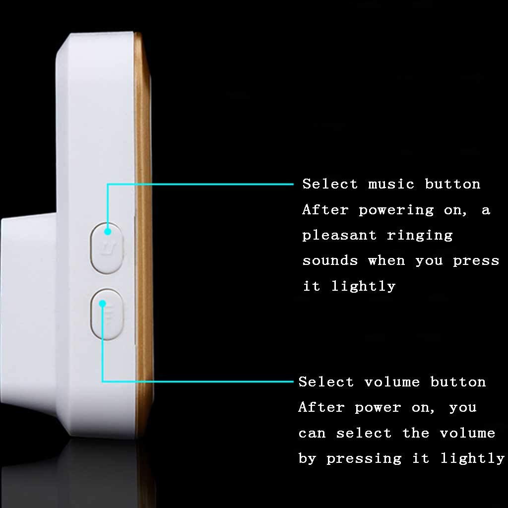 Timbre Inalámbrico para Puerta, Timbre De Casa AC 2 Transmisores 6 Receptores 36 Melodías Musicales / 4 Niveles De Ajuste De Volumen, Distancia De Transmisión De 300M (984FT),Oro