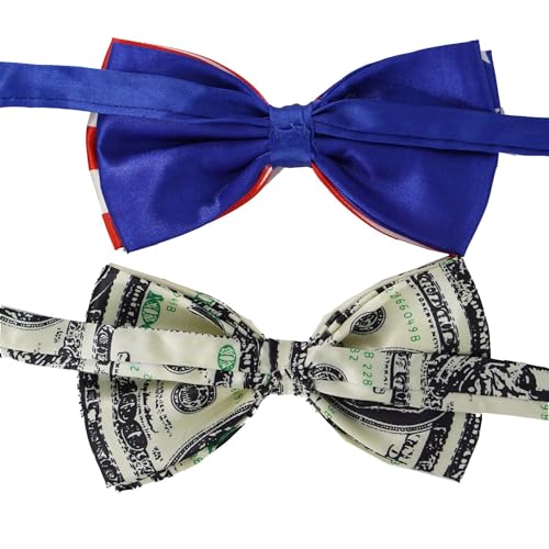 Pingyongchang 2PCS Men's American Flag Bow Tie Pre Tied USA Patriotic BOWTIE，Independence Day Decorations men and boys2