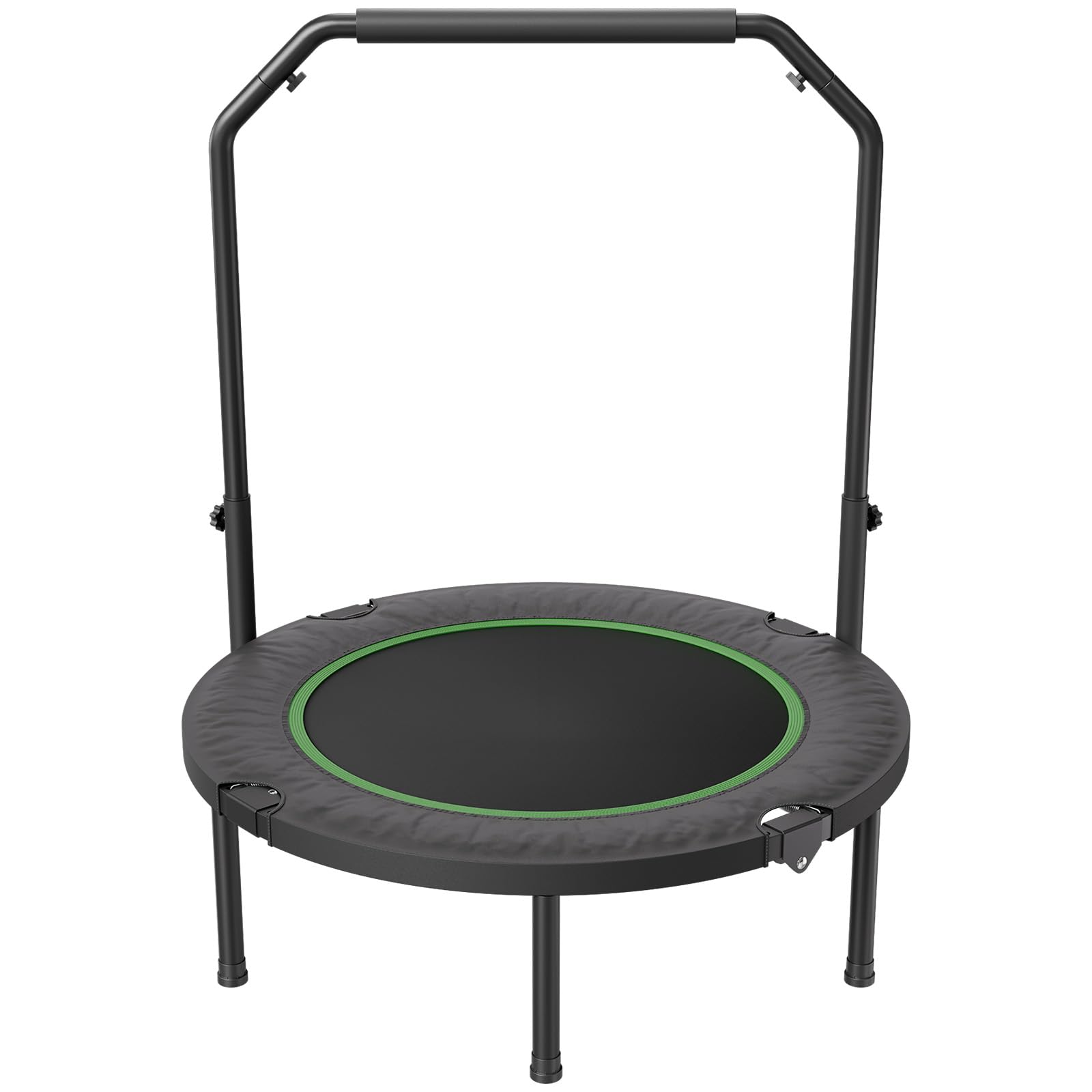 VEVOR Mini Trampoline Pliable, 1027 mm, Fitness rebounder, Charge Max. 150 kg, Stable et Silencieux avec poignée en Mousse réglable en Hauteur à 4 Niveaux, pour Exercice, entraînement, pour Adultes