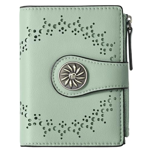 Small Wallet for Women Bifold RFID Blocking Card Holder Leather Wallets with Zipper Coin Pocket