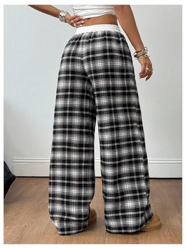 Image of SOLY HUX Women's Plaid Checkered Pants Flannel Pajama Pants with Pockets