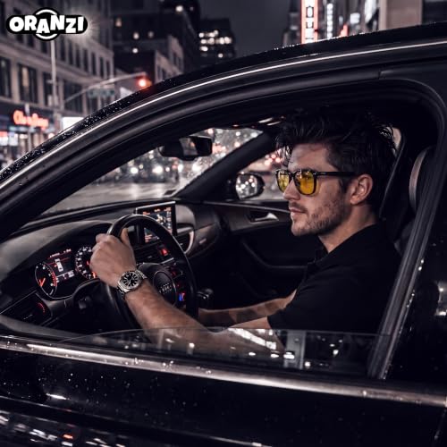 Image of Night Driving Glasses for Men & Women, Yellow Tinted Anti Glare | Fashion High Tech Glasses with Yellow Tinted Lenses for Reduce Harsh Glare to Reduce Eye strain & Improve Night Time Vision