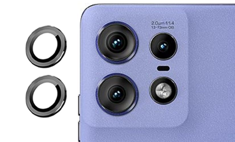 Image of imluckies Camera Ring Lens Protector (Aluminum with Tempered Glass) Compatible for Moto Edge 50 Pro - Black (Pack of 2 rings)