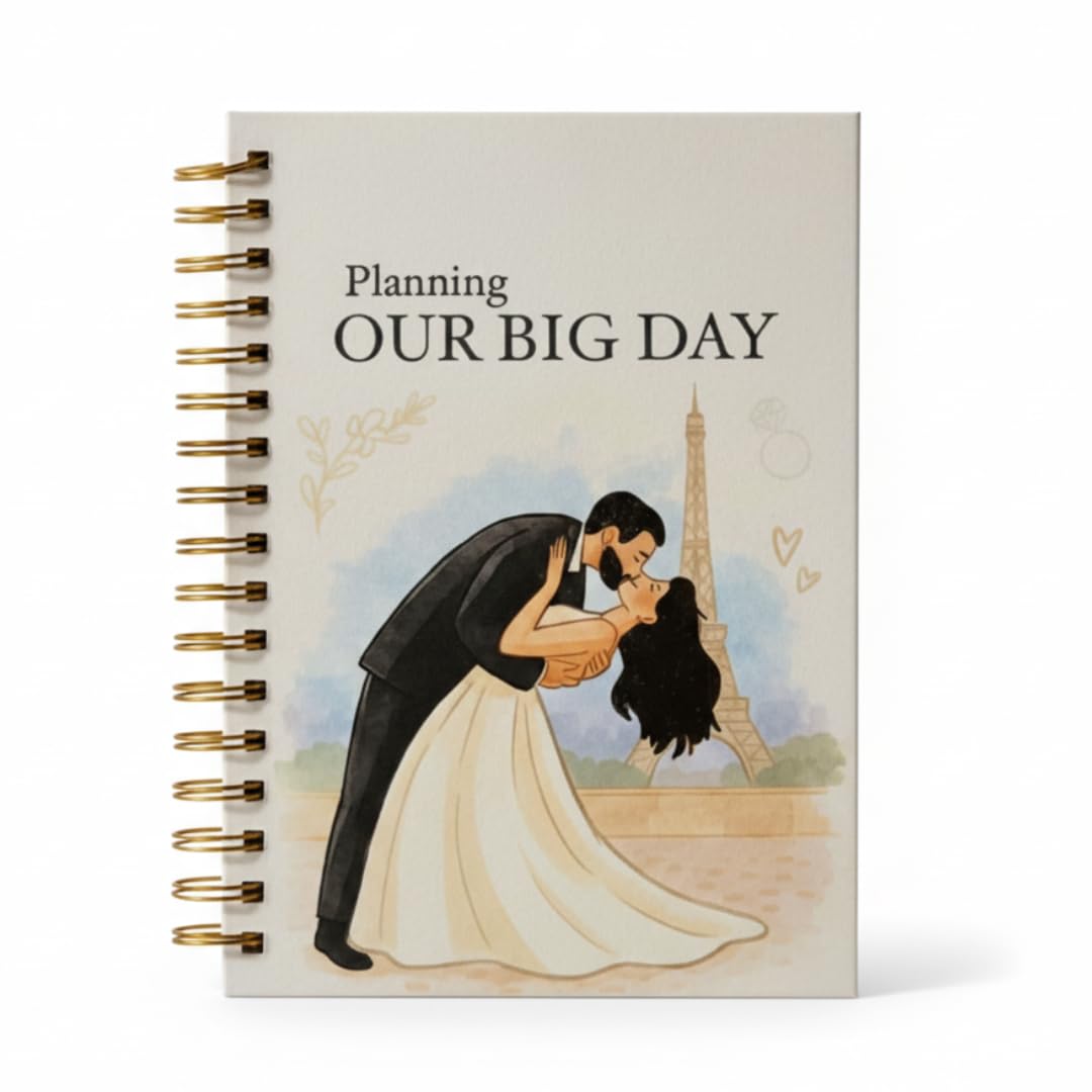 Wedding Planner for Bride & Groom – Step-by-Step Wedding Planning Book | 6-Month Checklist, Budget Tracker & Vendor Planner | Hardcover Keepsake Engagement Gift