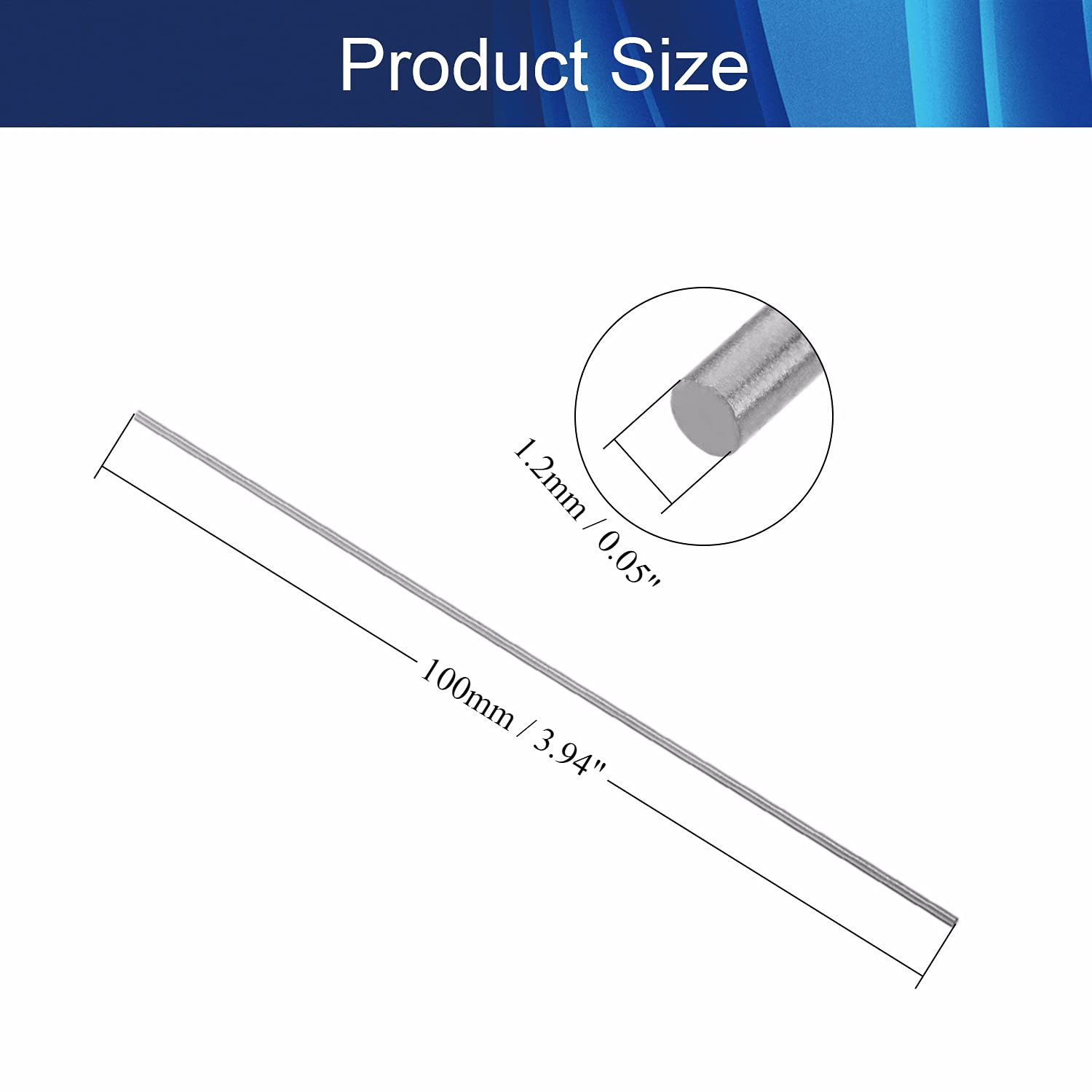 Jutagoss 10Pcs Round Steel Rod, 1.2mm x 100mm High Speed Steel (HSS) Lathe Bar Stock Tool, for Shaft Gear Drill Lathes Boring Machine Turning Miniature Axle, Cylindrical Pin DIY Craft Tool