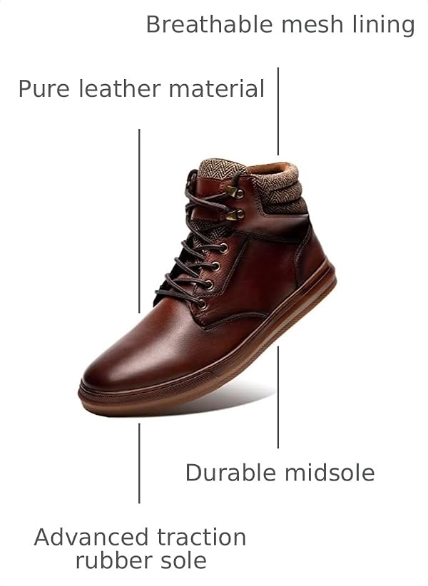 Arkbird Casual Sneaker Boots, High-Top Sneakers Lace-up Leather Chukka Shoes for Men Light-Brown 9.5 by Arkbird - Used condition - Image 3