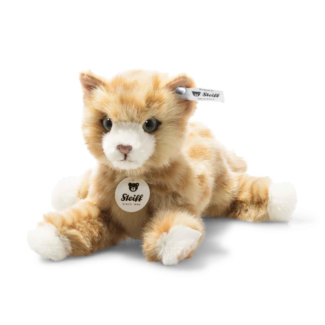 Steiff Kuscheltier Mimmi Katze, Süßes Stofftier mit Kunststoffaugen, Kinder, Jungen & Mädchen, Plüschtier 24 cm, Gelb, 099229