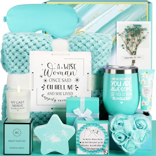 Best Friend Birthday Gifts for Women Self Care Package, Valentines Day Gifts for Her Best Friend Mom Wife Girlfriend Sisters, Friendship Gift for Women with Blanket