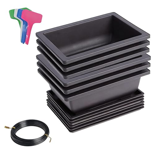 6 Packs Bonsai Training Pots with Trays 6.3 Inch Nursery Pots with Drainage Plastic Bonsai, Come...