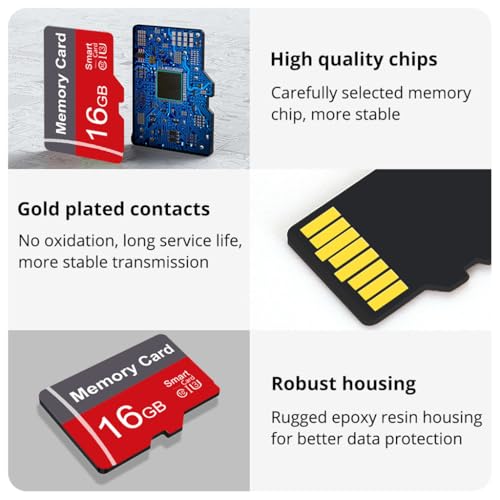 Image of 2 Pack Memory Card 16GB with Adapter, High Speed TF Card, UHS-I C10 A1 Memory TF Card for Tablet /Mobile Phone /Camera /Car Audio /Game Console (16, GB)