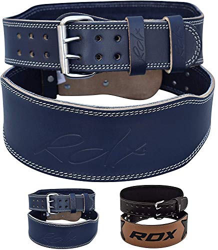 RDX Weight Lifting Belt Cow Hide Leather Double Prong 4